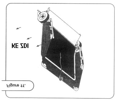 To způsobí, že koš se přetočí kolem čepu dopředu do zvratné polohy. Když je náklad vyklopen, popojeďte a nechte lano a koš vrátit se do původní polohy.