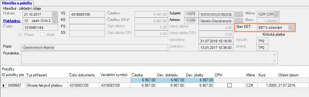 2.2 PLATBY A JEJICH ODESÍLÁNÍ DO EET Veškerá funkcionalita popisována v této kapitole se váže k novým modulům plateb, tzn.