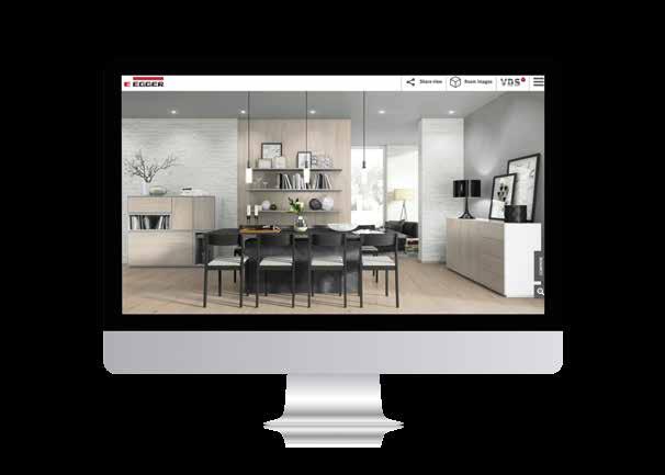 Vytvářejte návrhy místností on-line s EGGER APP Pomocí integrované vizualizace dekorů vytvoříte design více než 60 různých typů místností.