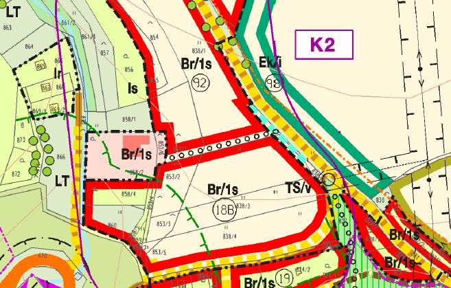 I. OBSAH ZMĚN Kr 3.01: Vypuštění návrhu chodníku v plochách bydlení nad kostelem Obsahem změny ÚPO Křtiny označené Kr 3.