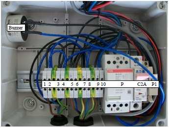 2. Varianta bez elektrické skříně 1 a 2 - Přívod 230V + neutrál. 3 a 4 - Připojený stykač. 5 a 6 - Průchozí spínač. 7 a 8 - Čerpadlo. 9 a 10 - Termostat a topné těleso.