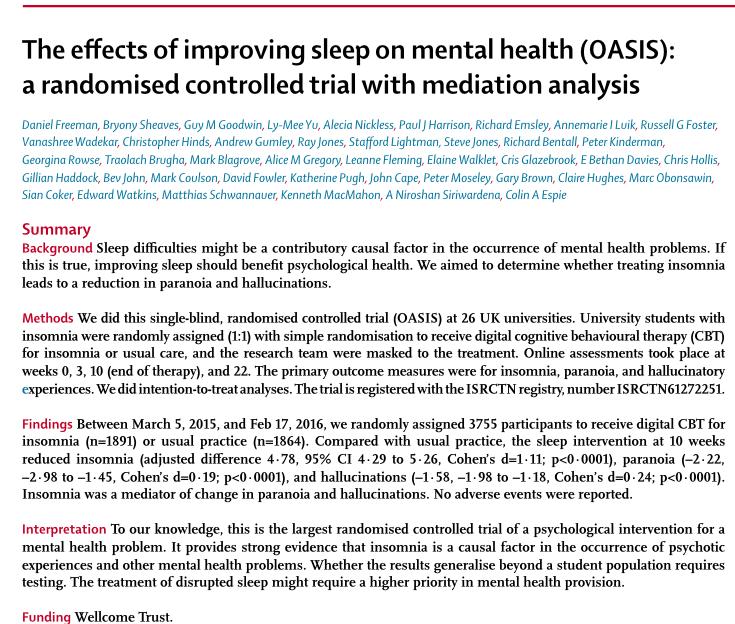 Souvislost spánku a psychiky * Poruchy spánku jako spouštěcí faktor Poruchy spánku se jeví jako