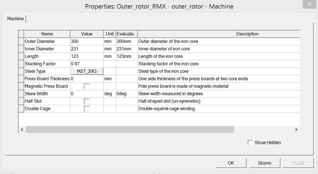 2.3.3 Návrh rotoru Jedná se o velmi zjednodušené nastavení, z důvodu předchozího nastavení ve složce Machine, kde jsem nastavil požadavek na rotor nakrátko.