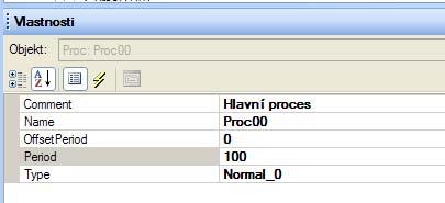 V tomto případě jsme navolili periodu procesu 100 ms.