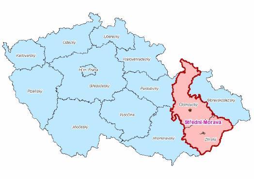 1.2 Charakteristika regionu soudrţnosti Střední Morava Region soudrţnosti Střední Morava se nachází na východě České republiky, kde jeho severní okraj tvoří hranici s Polskem a jihovýchodní okraj se