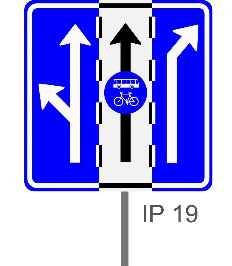 V metodice je použita dvoubarevná varianta IP 19: vhodná a jasná kombinace IP 19 a IP 20a, která je fakticky správná barevné odlišení obecných řadicích pruhů a vyhrazených řadicích pruhů přispívá k