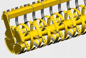 V prostoru mezi segmenty jsou odpružené stěrače, které zajišťují drobení půdních částic a čistí mezery mezi segmenty válce. Ideální válec pro střední až těžké půdy.