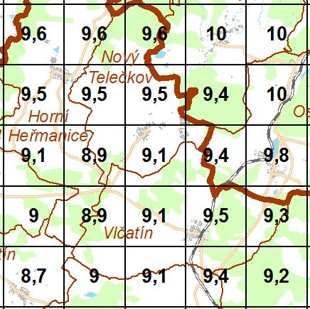 Pro hodnocení stávající úrovně znečištění v předmětné lokalitě se vychází z map úrovní znečištění ve formátu shapefile (.shp ESRI).