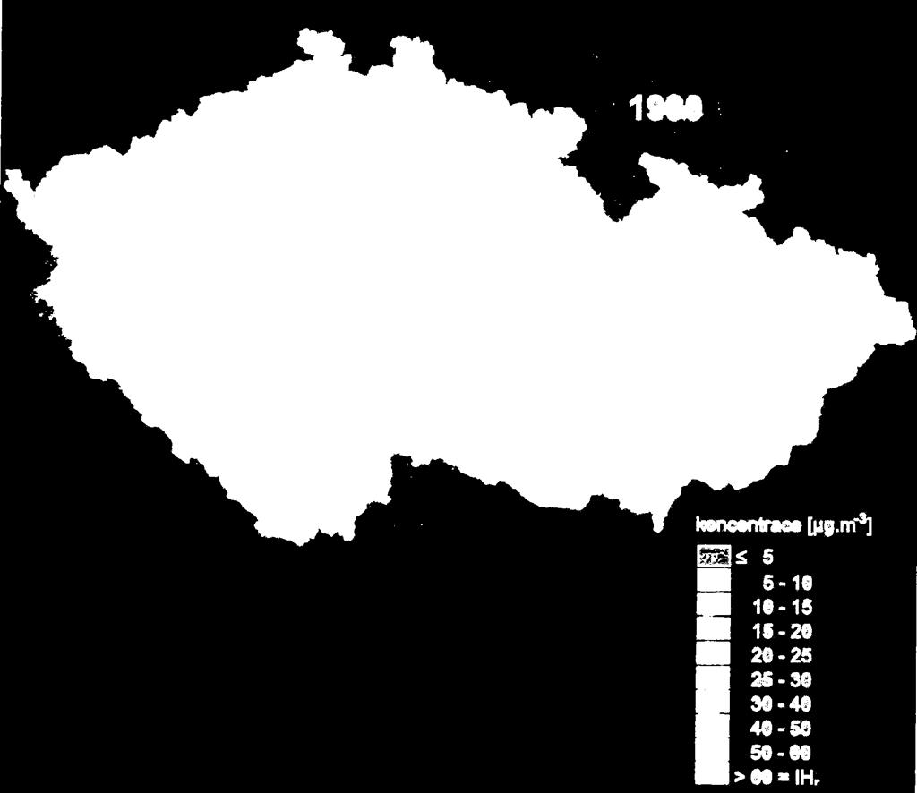 koncentrací oxidu siřičitého v roce 1990