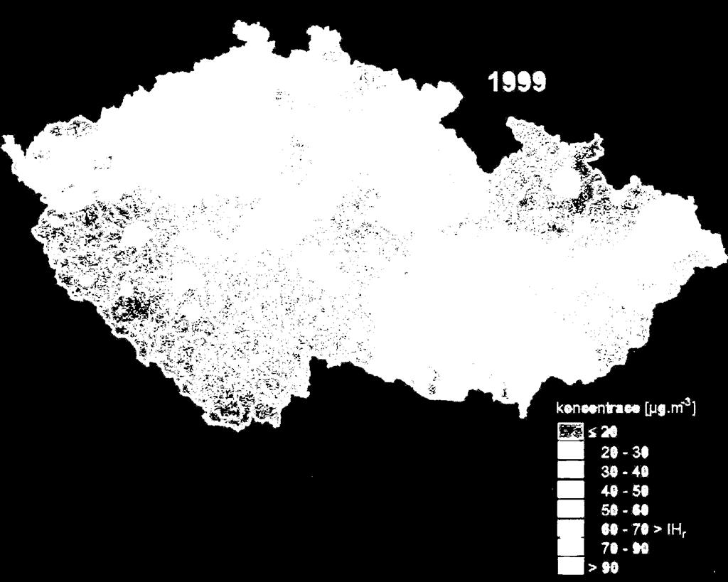 koncentrací prašného aerosolu v roce