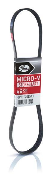 MICRO-V STOP&START ŘEMEN STOP-START Navržen pro vozy vybavené řemenem poháněným systémem stop-start Systémy stop-start šetří pohonné hmoty, snižují emise CO 2 a u mnoha vozů se dnes dodávají jako