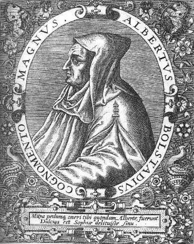 Obr. 3. Alchymista Albertus Magnus. (McLean 1995) Z Anglie pocházel současník Alberta Magna, mnich Roger Bacon (1214 1294).