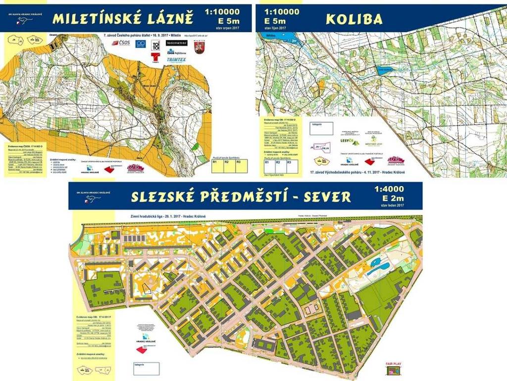 Vydávání map pro orientační běh V roce 2017 jsme zpracovali a vydali následující mapy: Miletínské Lázně pro zářijový závod Českého poháru štafet zcela nové zmapování části prostoru naší starší mapy