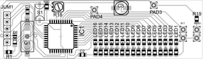 2.3. Schéma a DPS Schéma zapojení: Řídícím obvodem je PIC16F874A, na který jsou připojeny všechny periferie. Na PAD3 a PAD4 je přes kartáčky přivedeno napájecí napětí.