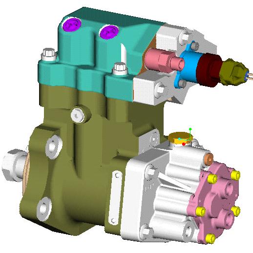 Obr.21 Vysokotlaké čerpadlo vstřikovacího systému Cummins Common Rail [10] Dalším systémem vstřikování je opět specialita firmy Cummins s názvem HPI TP (High Pressure Injection Time Pressure).