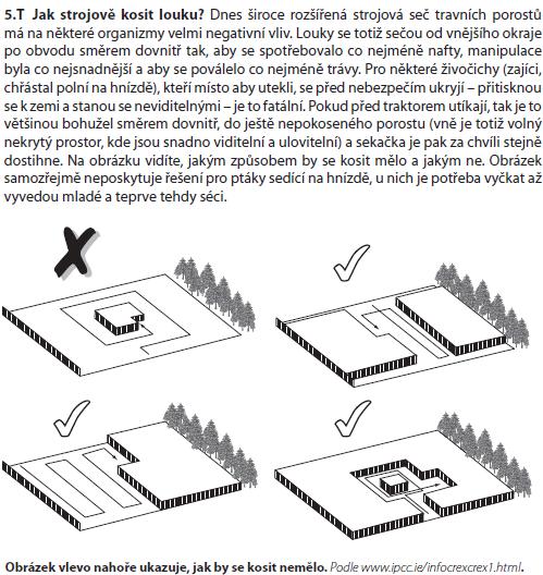 a mladé srnky. Pokud je seč prováděna rychlou technikou, mnoho jedinců (jejichž obranná strategie je přikrčit se a splynout s okolím) je doslova rozsekáno na kousky.