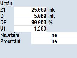 závitů Nastavení