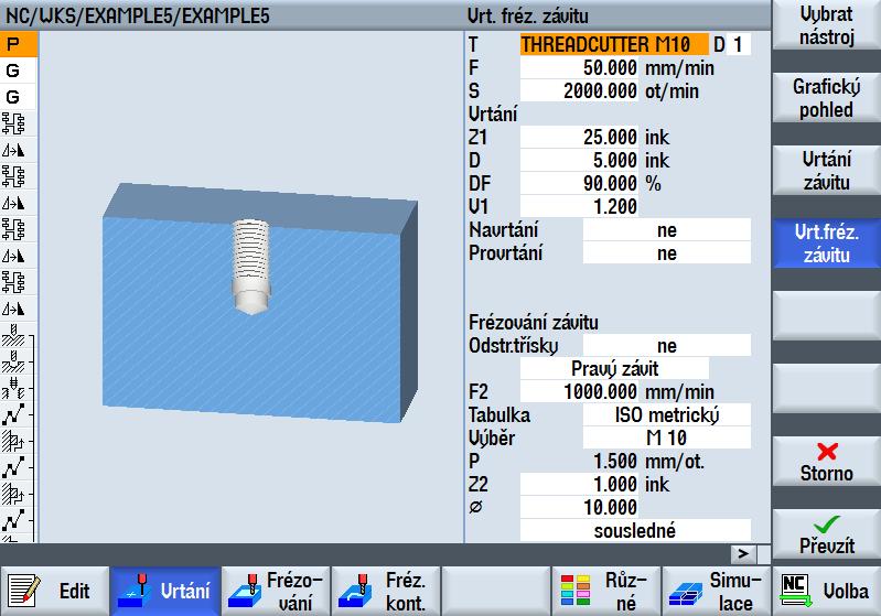 Frézování vnitřních závitů