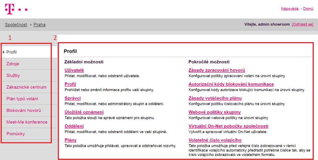 3 Použití interaktivní nápovědy Kliknutím na odkaz Nápověda se vám otevře v novém okně prohlížeče popis vztahující se k aktuálně zobrazenému oknu.