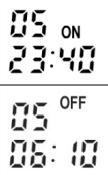 Nastavení časovače pro automatické vypnutí a zapnutí (6, 7) Při nastavování časovače se na displeji zobrazí nastavený čas a čas nastavení časovače.
