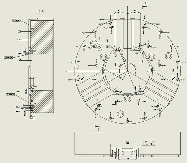 UTB ve Zlíně, Fakulta technologická 55 Obrázek 37 Náhled výkresové dokumentace Součást 3 Výkres Součásti 3 Sklíčidlo najdeme mezi přílohami jako Příloha 7 7.5.2 Průběh měření I přes odlišný charakter této součásti se průběh měření měnit nebude, a základní kroky jsou stejné s měřením předchozích dílců.