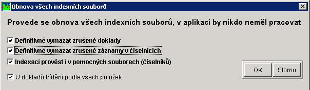 3/ Obnova indexních souborů Po úspěšném stažení a nainstalování všech souborů je NUTNÉ provést indexaci souborů: Nyní volte