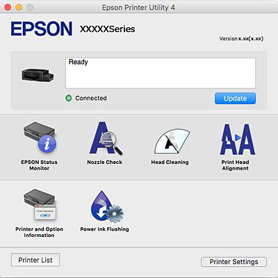 Informace o síťových službách a softwaru Epson Printer Utility Můžete použít některou funkci údržby, například kontrolu trysek a čištění tiskové hlavy, a spuštěním aplikace EPSON Status Monitor