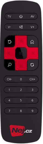 Navigační tlačítka pro pohyb v nabídce / menu OK Potvrzení výběru, pause, pokračování v přehrávání Hlavní menu Vyhledávání (podle názvu, obsahu, herců, TV stanice, pořadu.