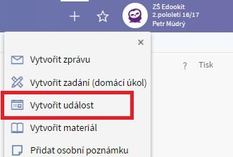 Školní událost Školní událost vytváříme při akci třídy, v období prázdnin, státních svátků apod.