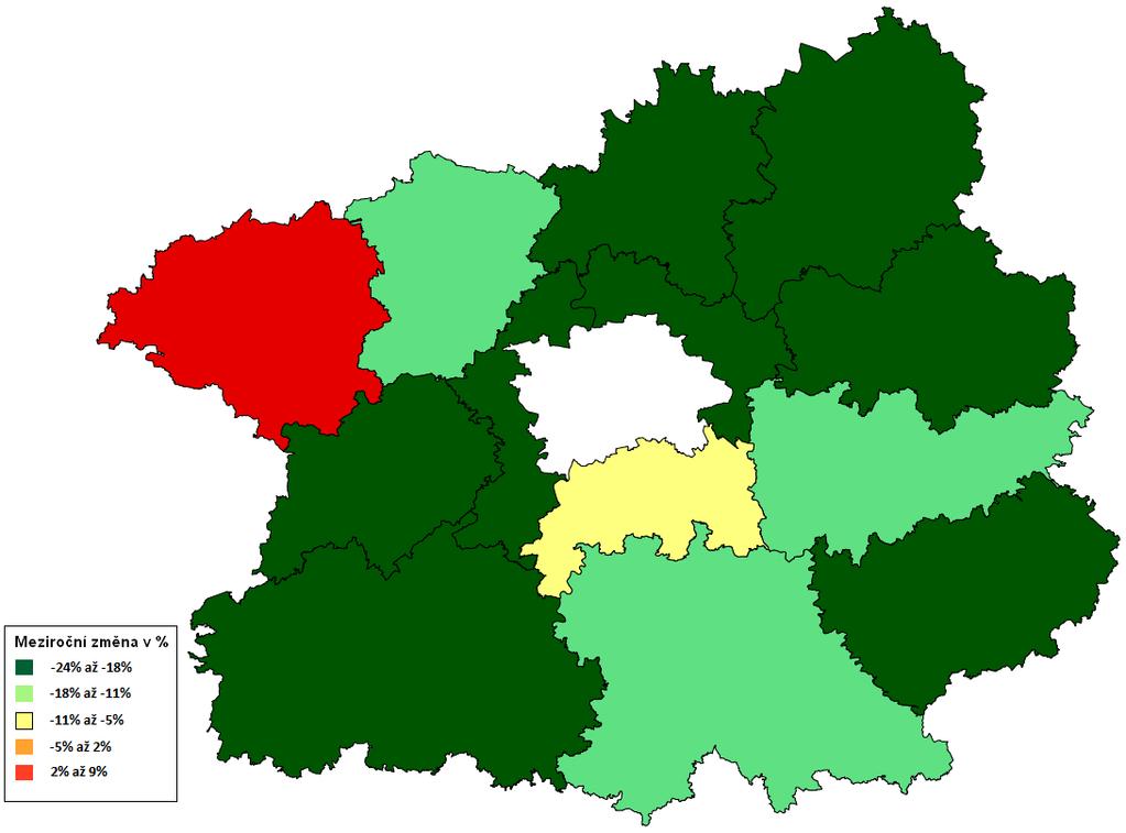 Středočeský kraj meziroční změna registrované kriminality v % za období 1.1.-31.12.