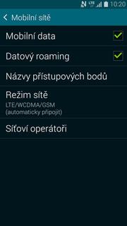 15 z 34 Zap./Vyp. internetu v ČR Další sítě. Zvolíte možnost Mobilní sítě. Internet zapnete/vypnete zaškrtnutím pole na konci řádku Mobilní data. Zap./Vyp. internetu v zahraničí Další sítě.