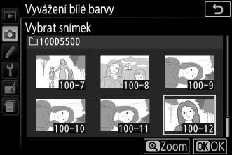 5 Vyberte zdrojový snímek. Pro zobrazení vybraného snímku na celé obrazovce stiskněte a držte tlačítko X. 6 Zkopírujte vyvážení bílé barvy.