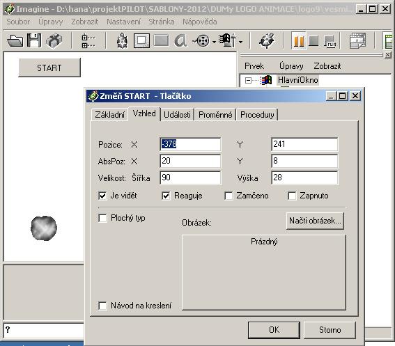 Proceduru pohybteles spustíme tlačítkem START, které si