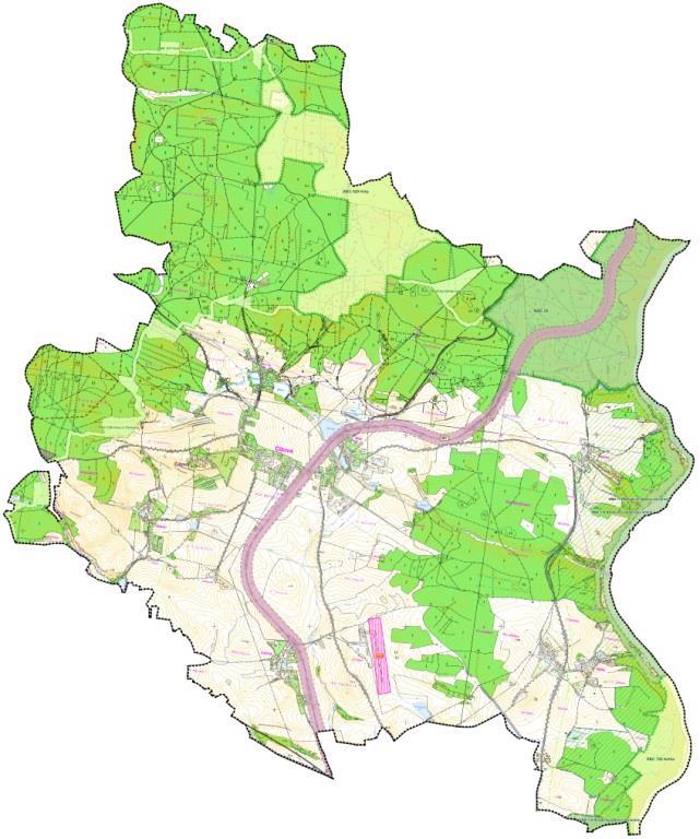 Obrázek 2: Výřez ze ZÚR JČK pro správní území obce Problémy označené v textu P-01 až P-66