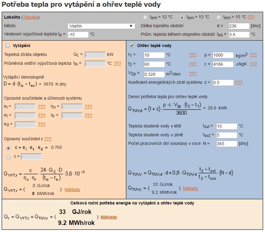 Energetická bilance rodinného domu Na závěr už jen zbývá dopočítat celkovou potřebu tepla a to tak, že nejprve spočítáme potřebu tepla v daném měsíci a následně uděláme součet všech potřeb tepla.
