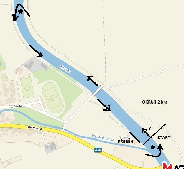 PLÁN TRATĚ Trať 1 kolo = 2 km Platí pouze pro kategorie Benjamínci B (r. 2006), Benjamínci C (r. ) 