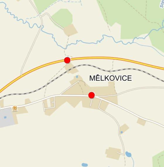 Mapa zastávky, detail č. 6 Mělkovice (Obecně závazná vyhláška č.