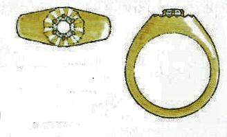 (Croweová, 2001) Obrázek 18: Iluzivní zasazení v prstenu (Croweová, 2001) Korunkové/ krapnové zasazení Tento způsob zasazení se nejčastěji vyuţívá u průhledných drahých kamenů, kdy se nechává