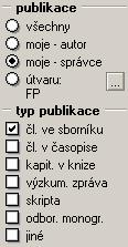 2.2. Rychlé filtry (2) Umžňují jednduše zbrazvat publikace v Seznamu publikací a ve výsledcích průběžné kntrly RIV pdle zvlených kritérií. Filtry zbrazit a typy platí sučasně. 2.2.1.