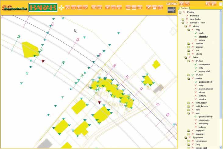 Obr. 3 Pracovní plocha platformy BARAB GIS statické + dynamické výkresy Fig.