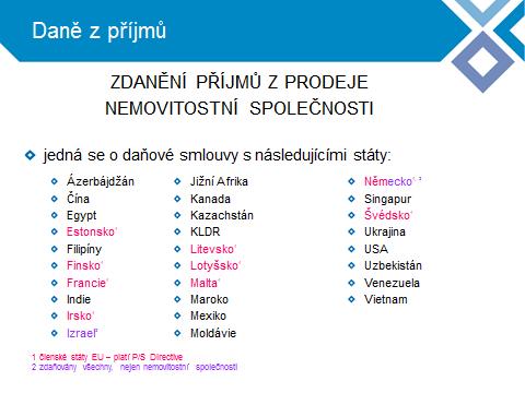 Příklad: DTT Česko-Kanada (83/2002 Sb.m.s.) Čl.13 Zisky ze zcizení majetku 1.