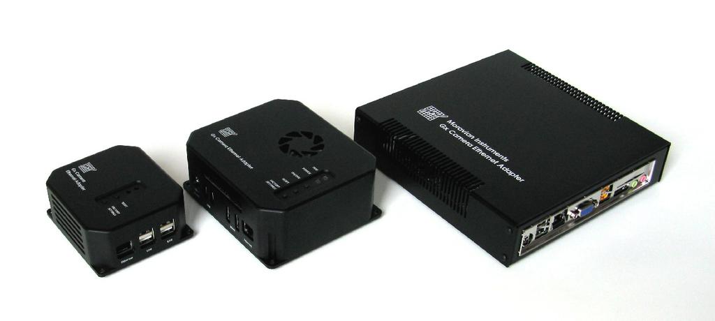 chlazen pouze pasivně. Tato varianta Gx Camera Ethernet Adapter je napájena z 12 V DC a také napájecí konektory jsou stejné jako u kamery řady G2, G3 a G4.
