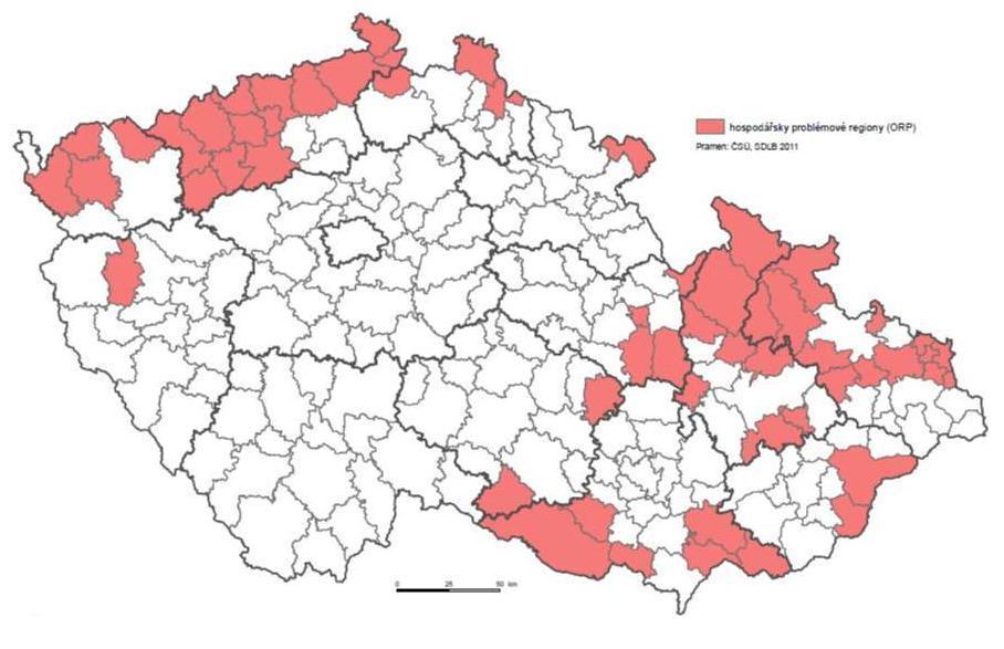 1.3 Výsledné vymezení hospodářsky slabých a podprůměrných oblastí Libereckého kraje Vymezení výsledného území hospodářsky slabých oblastí na území Libereckého kraje bylo dáno propojením hospodářsky