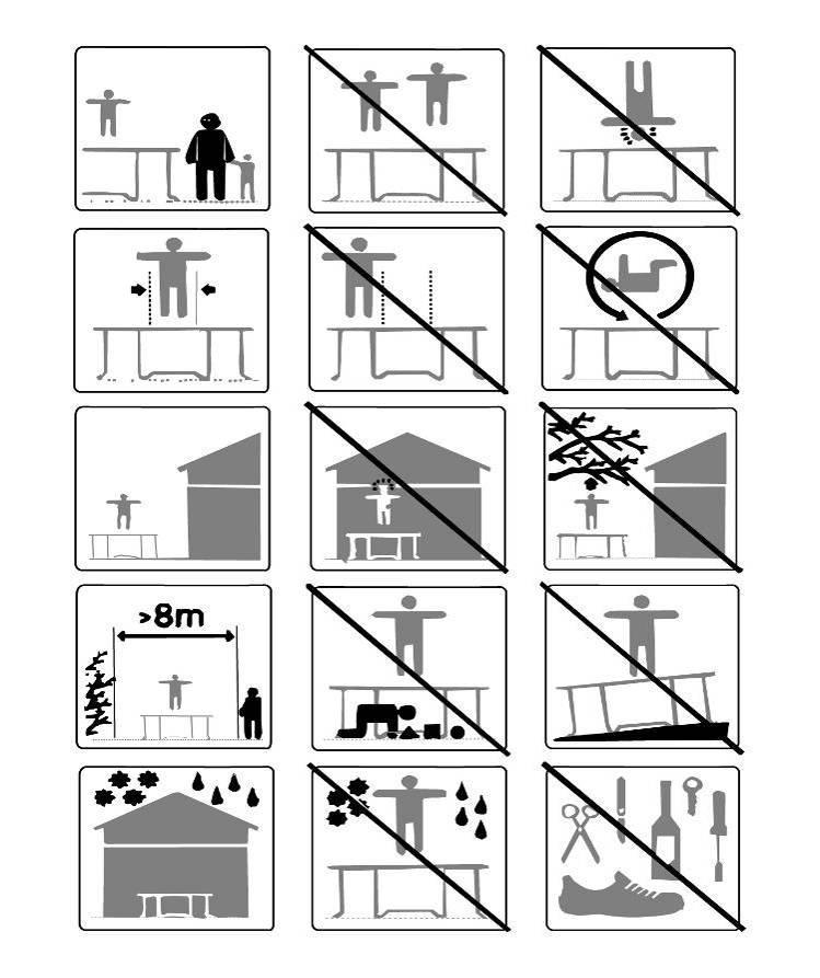 3.BEZPEČNOSTNÍ INSTRUKCE K TRAMPOLÍNĚ Nedoskakujte na hlavu či zátylek.