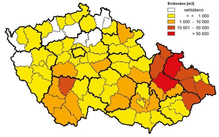 svazek 20/2017 Zpravodaj ochrany lesa přičemž rozhodující část byla vázána na území krajů Moravskoslezského a Olomouckého (celkem cca 440 tis. m 3, tj. 85 % celostátního objemu).