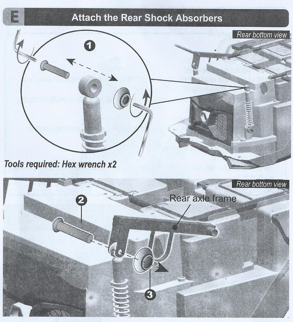 Attack the rear shock absorbers- namontuje zadní tlumiče podvozku Tools required Hex wrench- k