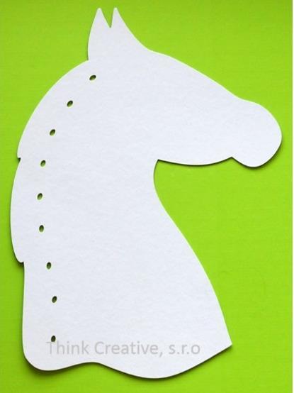 Karton: Hlava koně (40 cm) - 1 ks - šablona - kartonový výřez 25