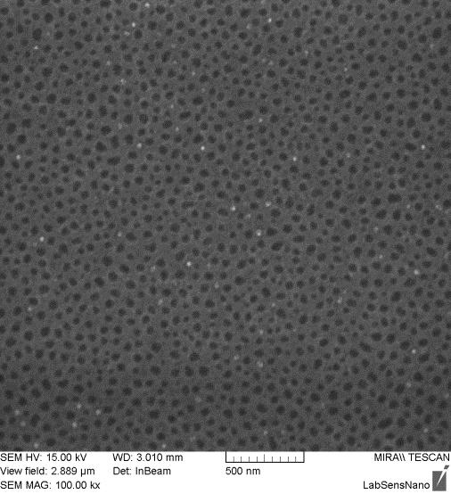 Oxidové WO 3 nanotyčinky dosahovaly rozměrů odpovídající geometrickým parametrům nanoporézní masky, tj.