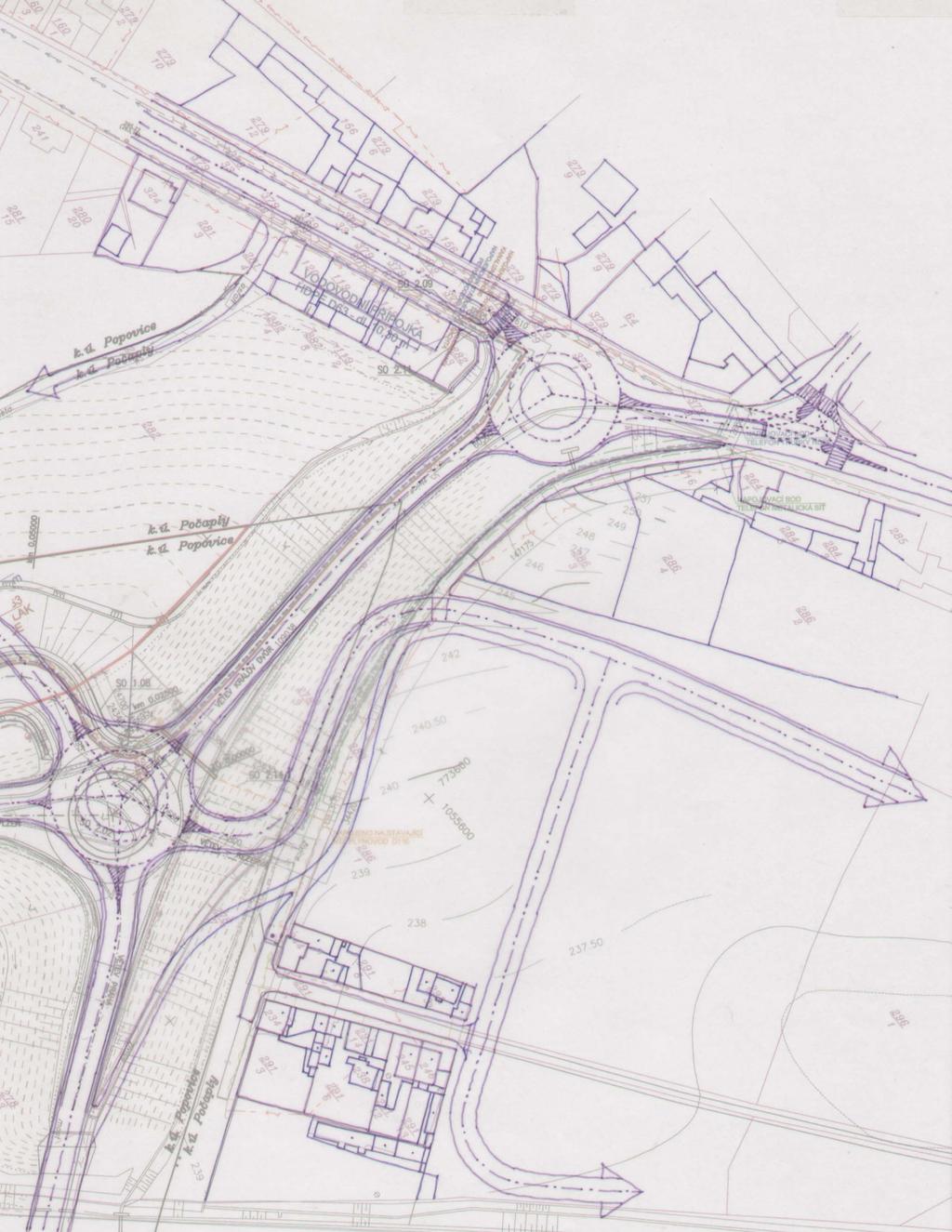 Nárt.1 Polohu stedu ptiramenné okružní kižovatky pro vykížení sjezdu z dálnice D5 a peložené trasy II/605 bude teba koordinovat s potebným odpojením místní obslužné komunikace do prostoru mezi