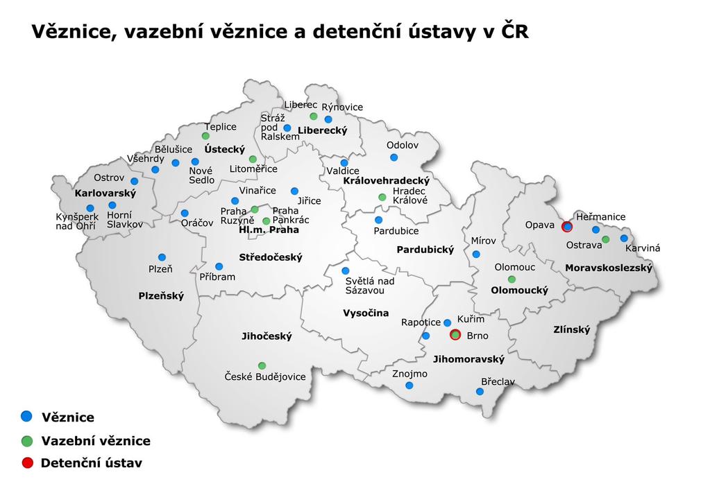 Detenční ústav: zařízení zajišťující soudem uloženou zabezpečovací detenci (ZD)pro psychiatricky nebo sexuologicky nemocné pachatele vážných úmyslných trestných